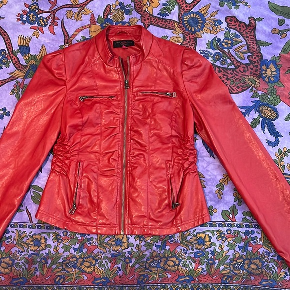 Medium Faux Leather curve fitting jacket. Perfect condition. - Picture 1 of 3